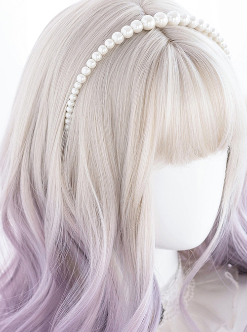 Gray Gradient Purple Classic Lolita Big Wave Long Curly Wigs