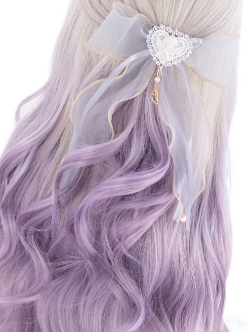 Gray Gradient Purple Classic Lolita Big Wave Long Curly Wigs