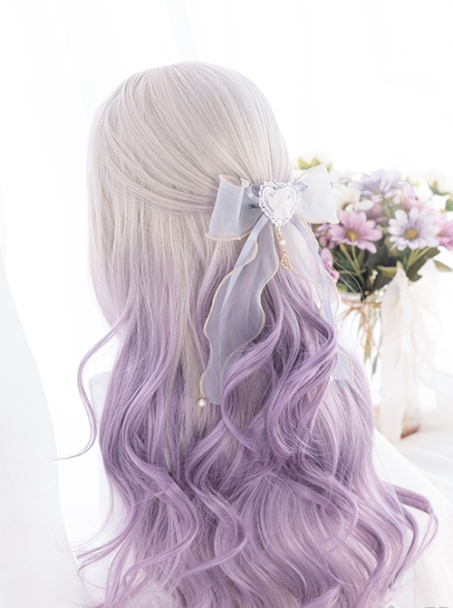 Gray Gradient Purple Classic Lolita Big Wave Long Curly Wigs