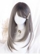 Gray Oblique Bangs Medium Long Natural Straight Wig Classic Lolita Wigs