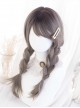 Gray Oblique Bangs Medium Long Natural Straight Wig Classic Lolita Wigs