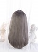 Gray Oblique Bangs Medium Long Natural Straight Wig Classic Lolita Wigs