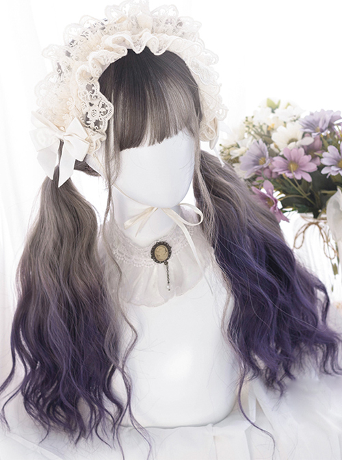 Dark Gray Gradient Dark Purple Long Curly Wig Sweet Lolita Wigs