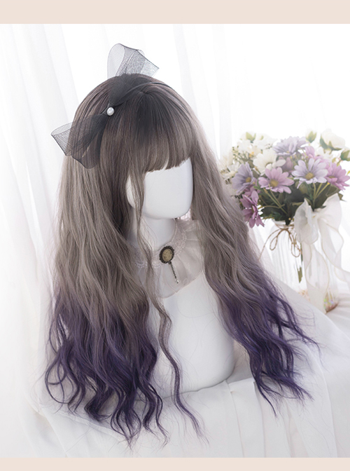 Dark Gray Gradient Dark Purple Long Curly Wig Sweet Lolita Wigs