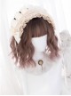 Natural Gradient Pink Brown Short Curly Wig Sweet Lolita Wigs