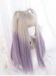 Moon Gray Gradient Purple Long Straight Wig Sweet Lolita Wigs