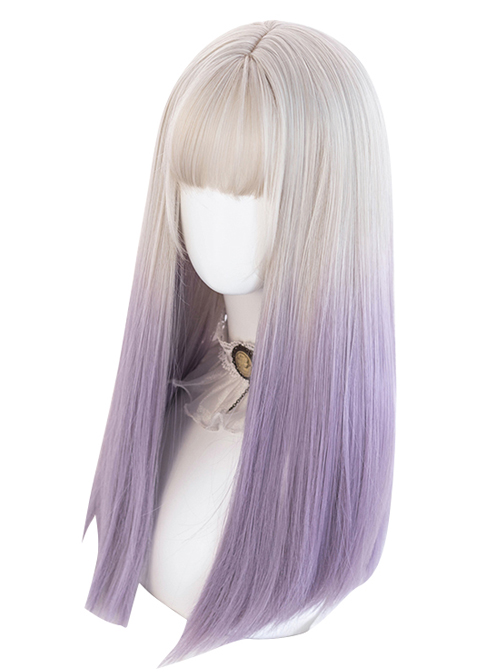 Moon Gray Gradient Purple Long Straight Wig Sweet Lolita Wigs