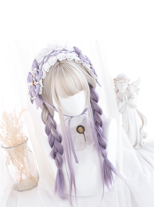 Moon Gray Gradient Purple Long Straight Wig Sweet Lolita Wigs