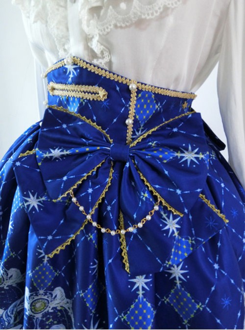 Lolita classic Pegasus deep blue Phnom Penh bowknot decorative skirt