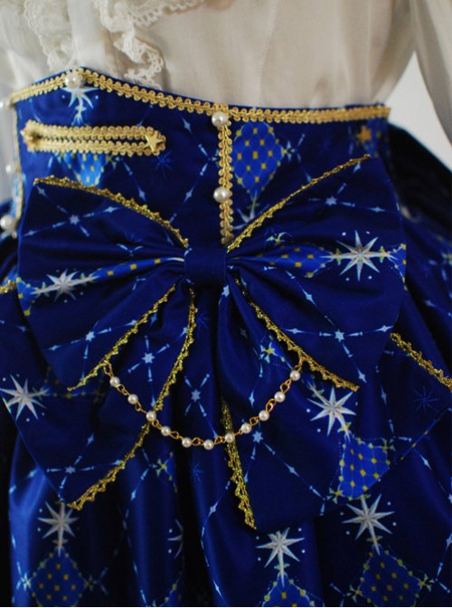 Lolita classic Pegasus deep blue Phnom Penh bowknot decorative skirt