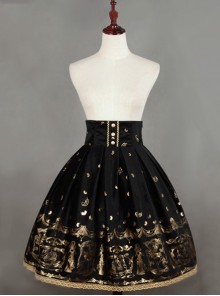 Black Swan Lake Gold Stamping high waist half skirt