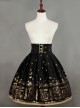 Black Swan Lake Gold Stamping high waist half skirt