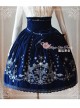 Winter Mass Embroidery Navy Blue High Waist Classic Lolita Skirt