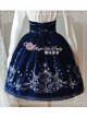 Winter Mass Embroidery Navy Blue High Waist Classic Lolita Skirt