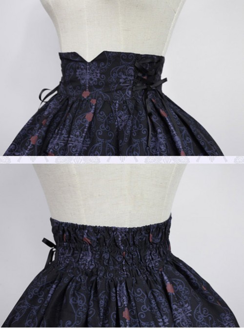 Nightmare Curse Double Binding Bands Black Lolita Skirt