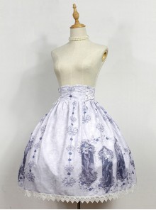 Nightmare Curse Double Binding Bands Gray Lolita Skirt