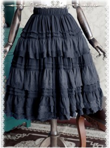 Black Elegant Multi Layer Chiffon Lolita Petticoat