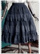 Black Elegant Multi Layer Chiffon Lolita Petticoat
