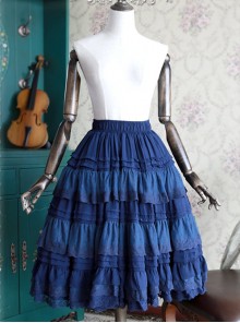 Peacock Blue Elegant Multi Layer Chiffon Lolita Petticoat