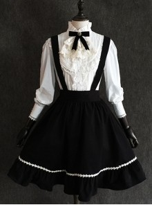 Little Devil Series Gothic Lolita Black Suspender Skirt