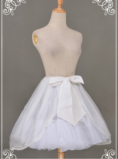 All-match White Chiffon Bowknot Lolita Transparent Skirt