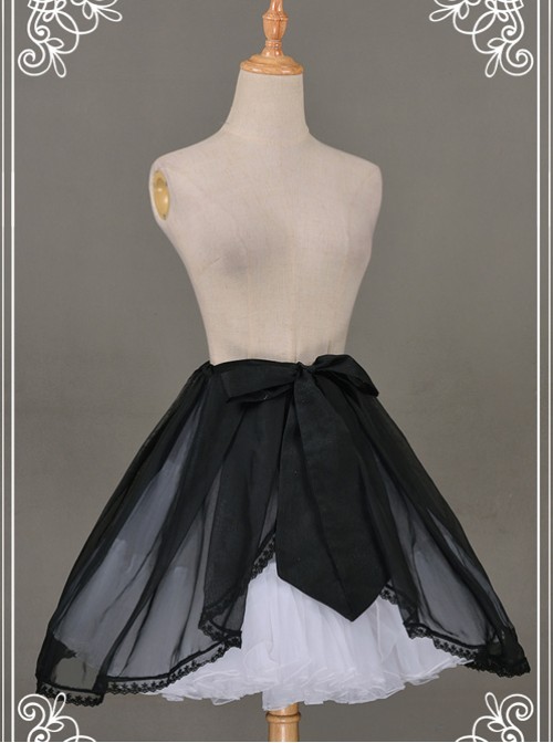 All-match Black Chiffon Bowknot Lolita Transparent Skirt