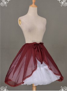 All-match Wine Red Chiffon Bowknot Lolita Transparent Skirt