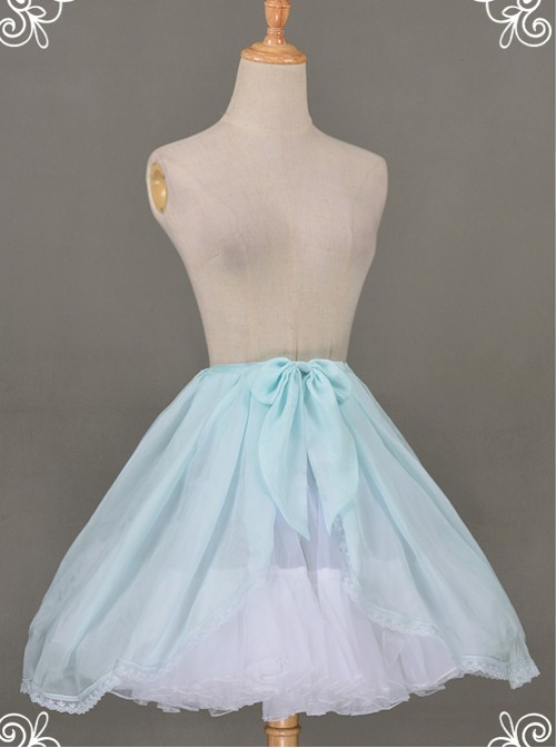 All-match Baby Blue Chiffon Bowknot Lolita Transparent Skirt