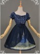 All-match Dark Blue Chiffon Bowknot Lolita Transparent Skirt