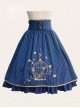 Birdcage Embroidery Vintage Stripe Blue Chiffon Classic Lolita Skirt