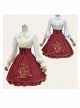 Birdcage Embroidery Vintage Stripe Wine Red Chiffon Classic Lolita Skirt