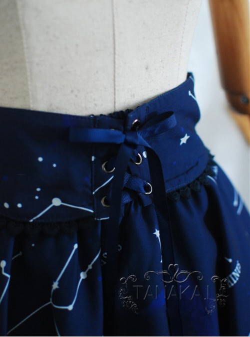 Beautiful Constellation Series Navy Blue Chiffon Classic Lolita Sling Skirt