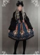 Be Obsessed With Rococo Series Navy Blue Retro Printing Classic Lolita Skirt