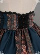 Be Obsessed With Rococo Series Navy Blue Retro Printing Classic Lolita Skirt