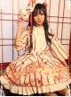 Hyakki Yako Series White And Red Stripes Nine-tailed Fox Printed Lolita Skirt