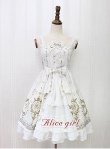 Angel Cross Series Rice White Bowknot Lace Lolita Sling Dress