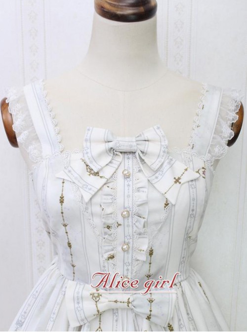 Angel Cross Series Rice White Bowknot Lace Lolita Sling Dress