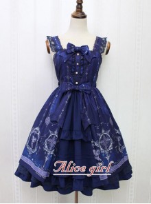 Angel Cross Series Navy Blue Bowknot Lace Lolita Sling Dress