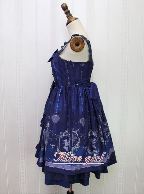 Angel Cross Series Navy Blue Bowknot Lace Lolita Sling Dress