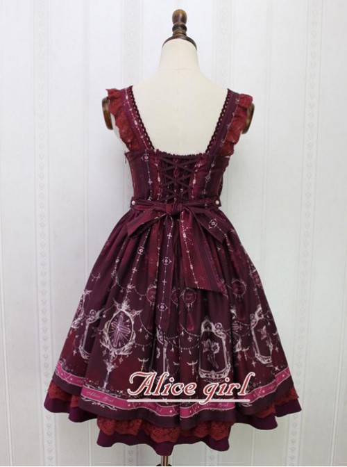 Angel Cross Series Wine Red Bowknot Lace Lolita Sling Dress