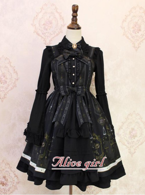 Angel Cross Series Black Bowknot Lace Lolita Sling Dress