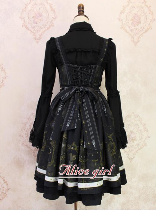 Angel Cross Series Black Bowknot Lace Lolita Sling Dress