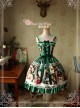 Sweet Christmas Series Printed Lace Green Lolita Sleeveless Dress
