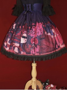 Hyakki Yako Red Leaf Sacrifice Series Navy Blue High Waist Lolita Skirt