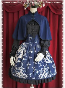 Chinese Wind Dragon High Waist Dark Blue Qi Lolita Skirt