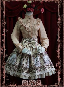 Rose Tower Sleeping Beauty Series Middle-waisted Ivory Bowknot Lolita Skirt