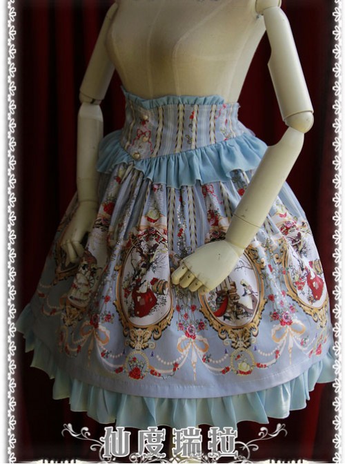 Cinderella Series High Waist Gray-blue Classic Lolita Skirt