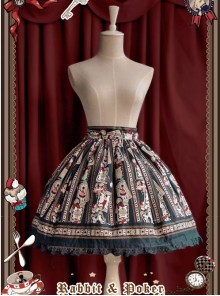 Rabbit Poker Series Dark Green Lace Classic Lolita Skirt