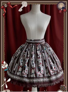 Rabbit Poker Series Brown Lace Classic Lolita Skirt