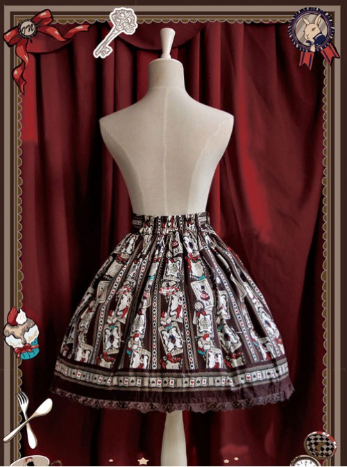 Rabbit Poker Series Brown Lace Classic Lolita Skirt